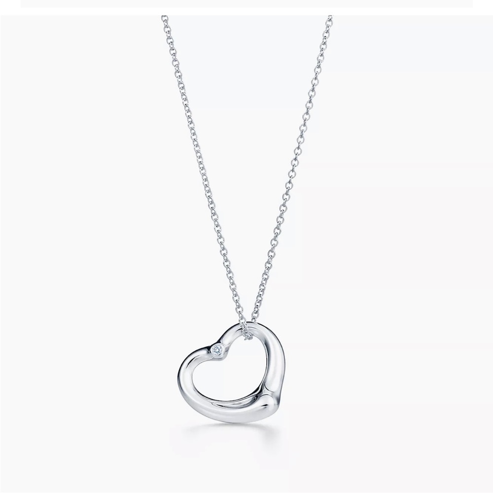 Tiffany&Co Elsa Peretti Open Heart 22mm Pendant With Diamond